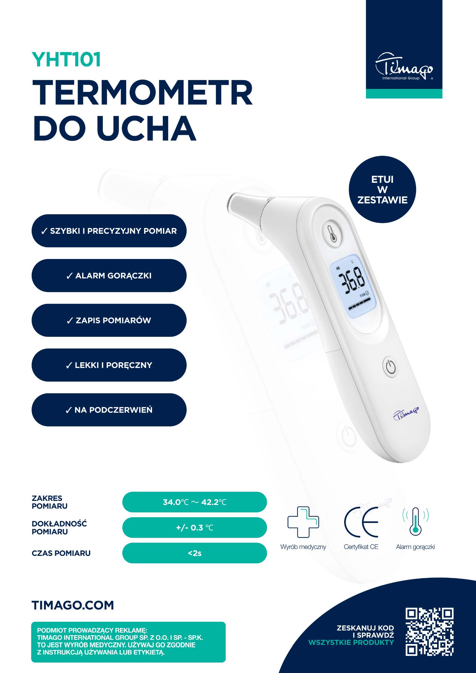 Termometr do ucha - YHT101