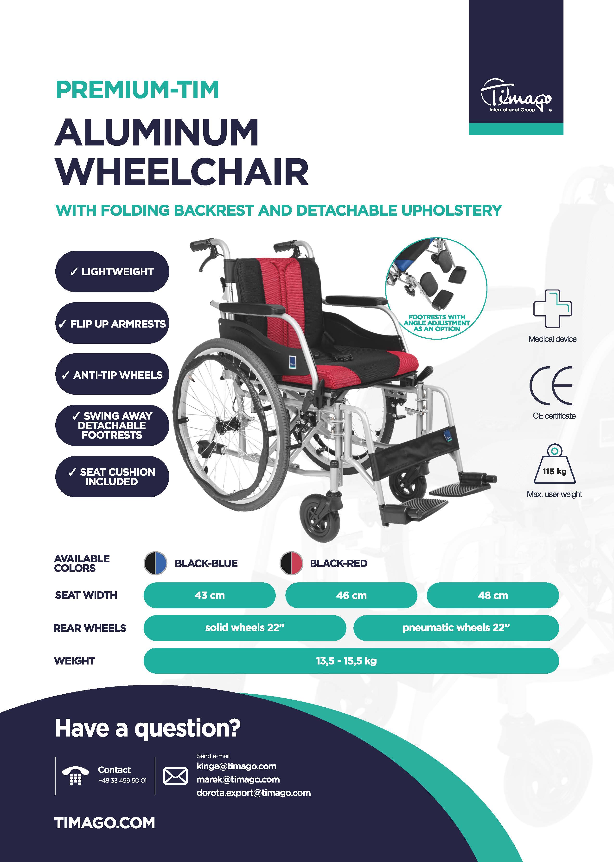 Aluminum wheelchair - PREMIUM-TIM