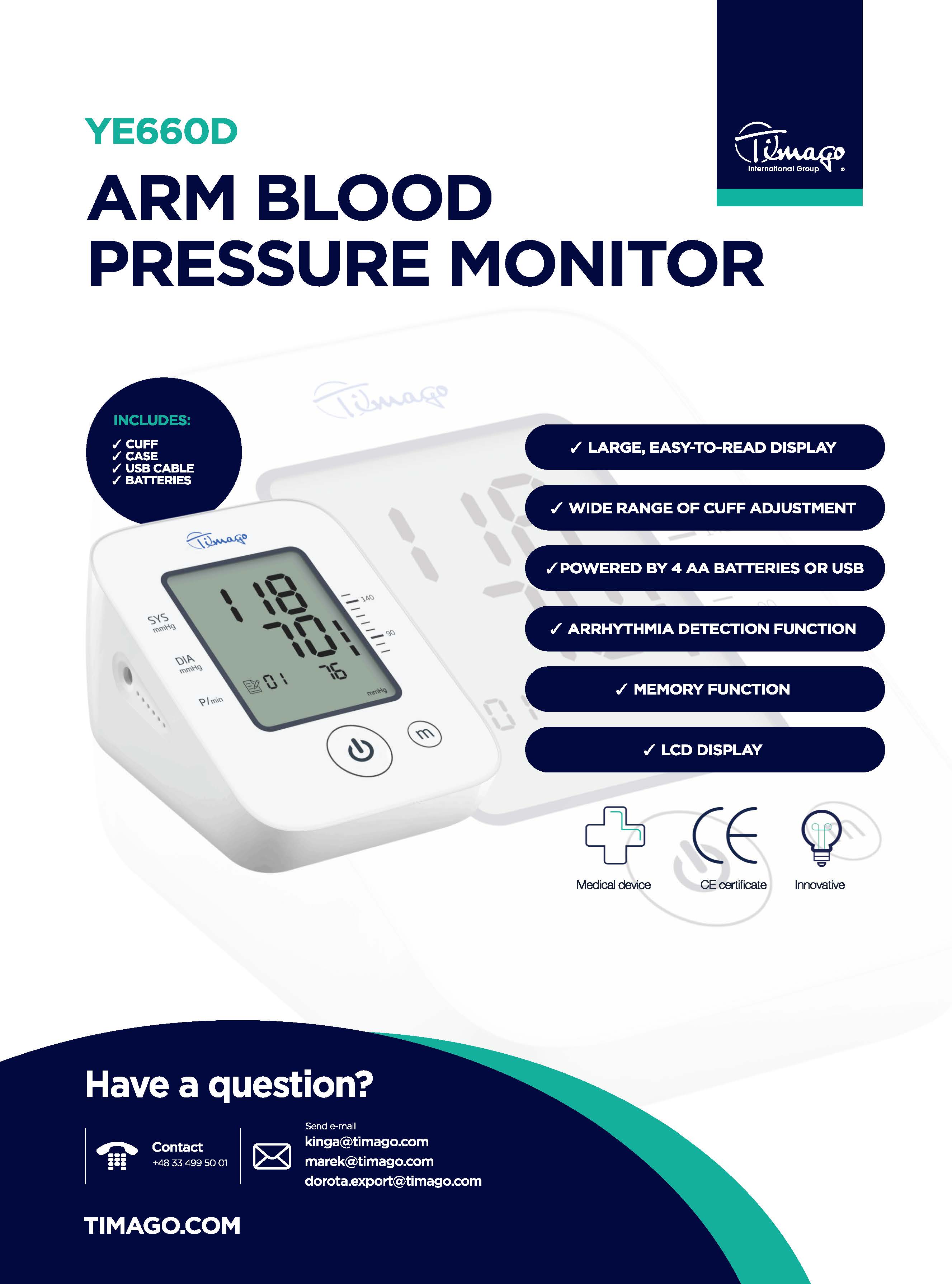 Arm blood pressure monitor - YE660D