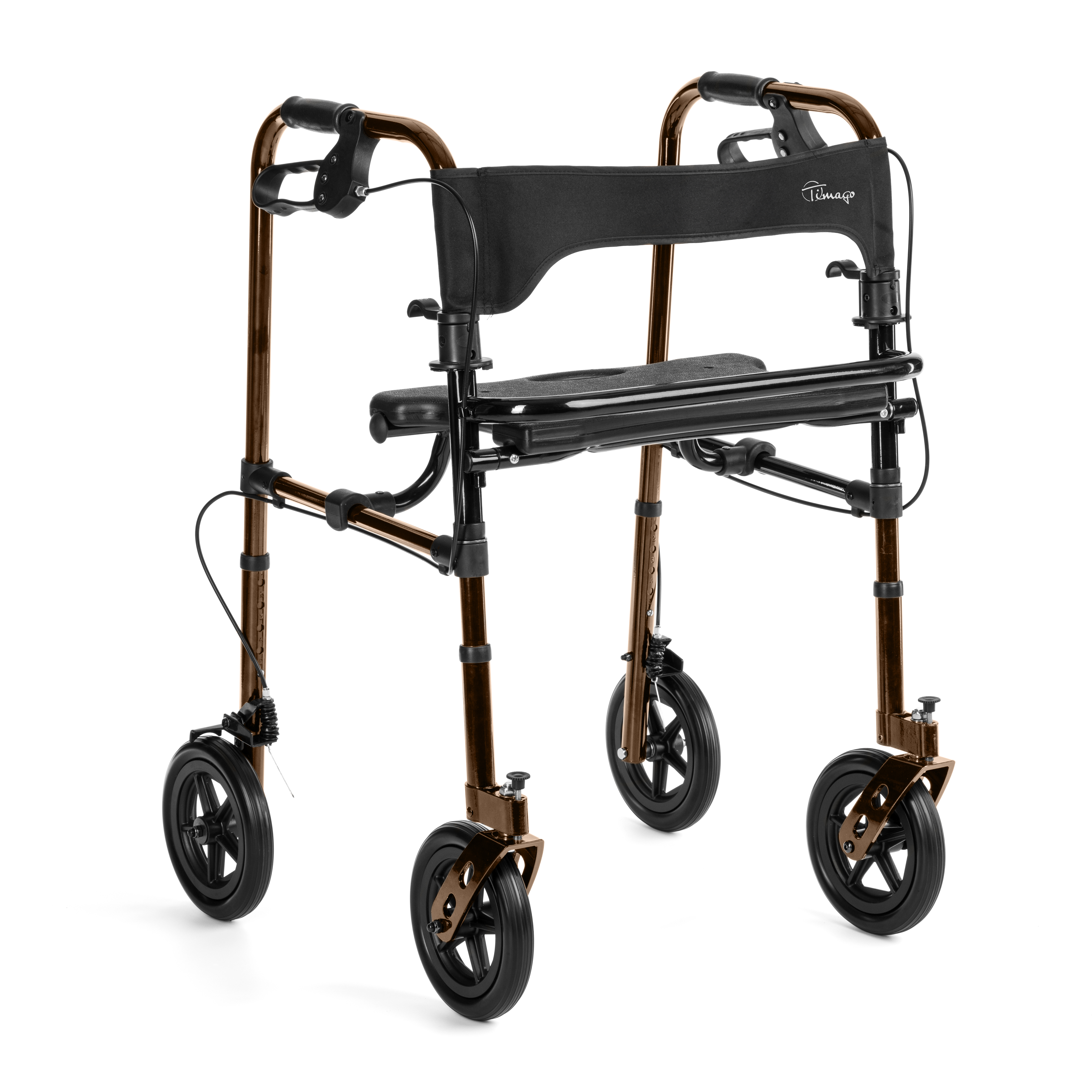 Four-wheeled walker with brakes and seat DEFENDER – mobility and safety in one